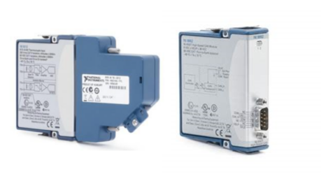  NI 9212 on the left, and NI 9862 is on the right. Image indicates the connection ports for both modules and technical specifications are also on the labels.